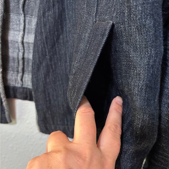 Eileen Fisher Indigo Chambray Denim Cloth Short Jacket M - Picture 5 of 8